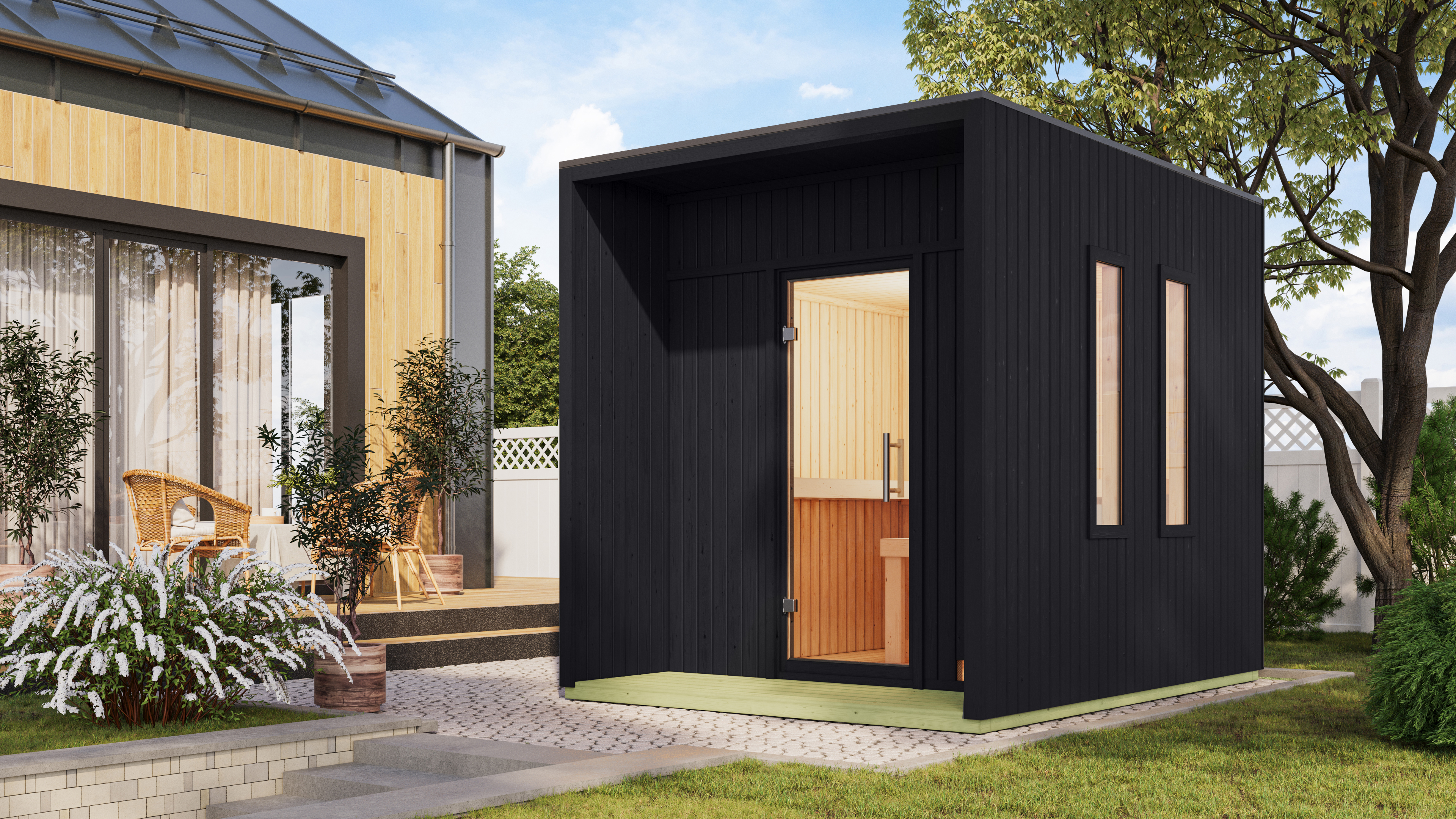 Karibu Design Saunahaus Laguna Blackline - 73 mm