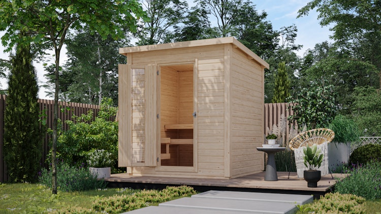 Karibu Gartensauna Saunahaus Hyun Aktionsangebot inkl. gratis Saunaofen im Wert von 599,99 €