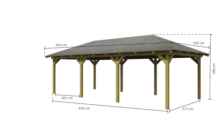 Karibu 4-Eck Pavillon Perida 2 kesseldruckimprägniert