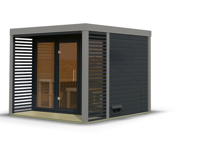 Karibu Saunahaus Ares 3 - Hybridhaus mit Metallrahmen - 38 mm