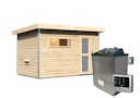 Vorschaubild Karibu Gartensauna Pultdach Saunahaus Skrollan 1 mit Vorraum naturbelassen inkl. gratis Sauna-Zubehörset im Wert von 234,94 €