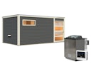 Vorschaubild Karibu Gartensauna Saunahaus Hygge inkl. Vorraum, terragrau inkl. gratis Saunaofen im Wert von 599,99 €