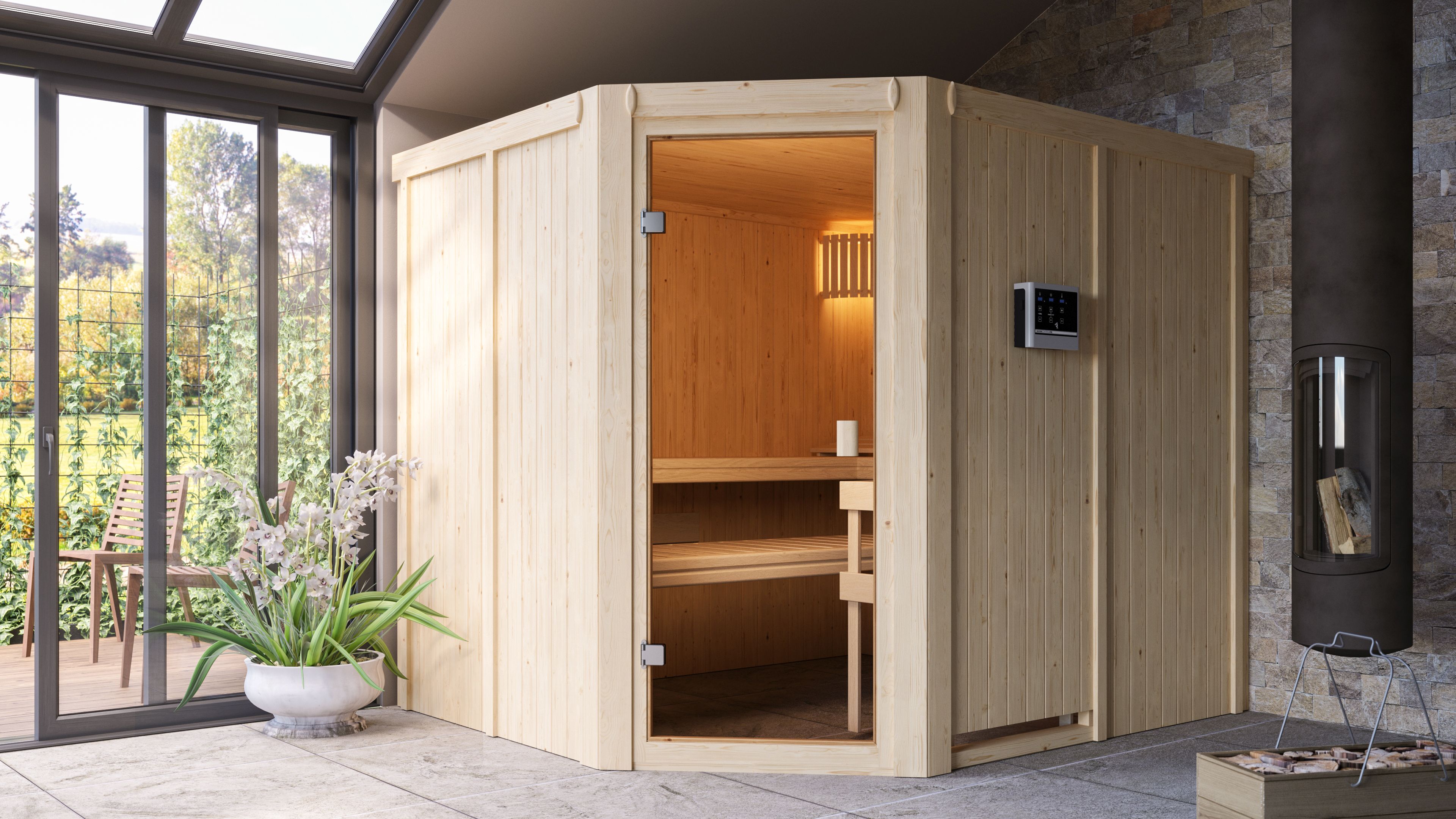 Karibu Woodfeeling Sauna Horna - 68 mm Aktionssauna