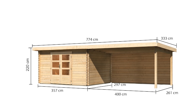 Karibu Woodfeeling Gartenhaus Bastrup 7 naturbelassen - 28 mm