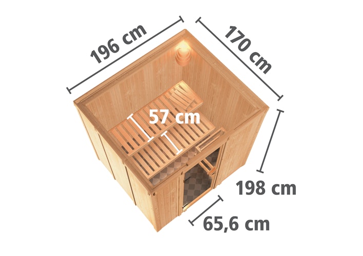 Karibu Sauna Sodin mit Fronteinstieg 68 mm