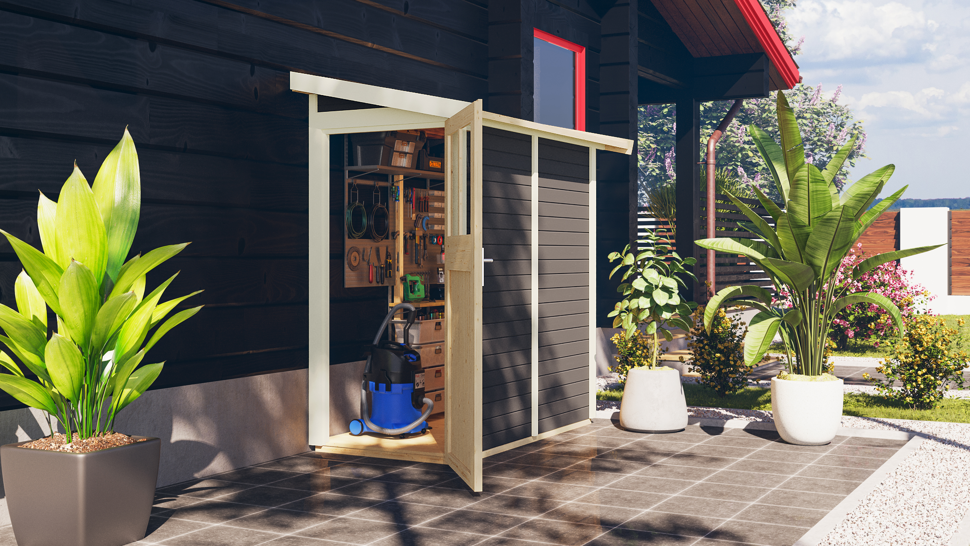 Karibu Anlehn-Gartenhaus Gerätehaus Görlitz - 19 mm