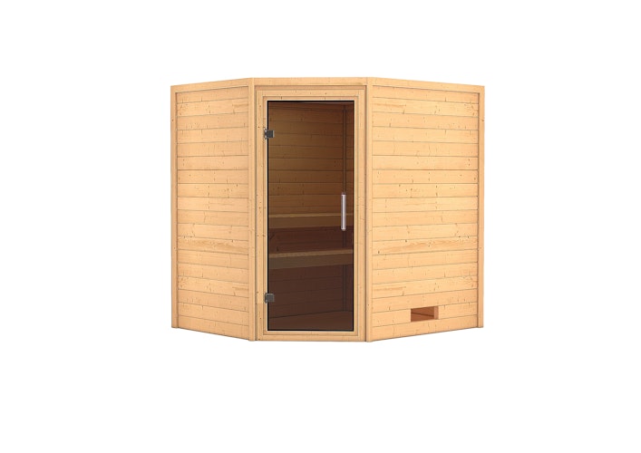 Karibu Woodfeeling Sauna Mia - 38 mm Massivholz Aktionssauna inkl. gratis Saunaofen im Wert von 599,99 €
