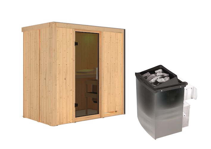 Karibu Sauna Variado mit Fronteinstieg 68 mm inkl. gratis Saunaofen im Wert von 599,99 €