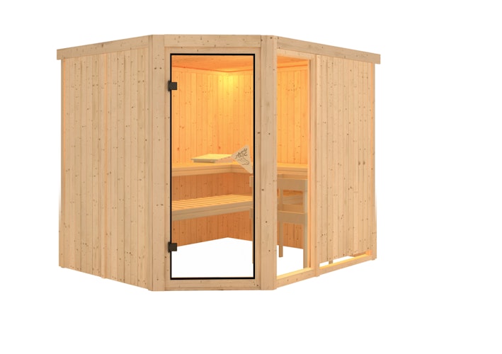 Karibu Sauna Fiona 3 mit Eckeinstieg 68 mm