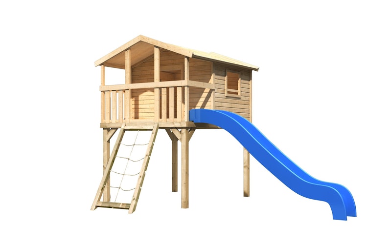 Akubi Kinderspielhaus Kinderspielgerät Benjamin inkl. Wellenrutsche und Netzrampe (Set B)