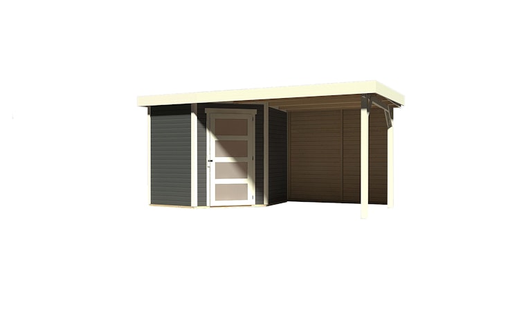 Karibu Woodfeeling Gartenhaus Schwandorf 3/5 inkl. 240 cm Schleppdach mit Rückwand - 19 mm