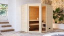 Karibu Woodfeeling Sauna Jada - 38 mm Massivholz Aktionssauna inkl. gratis Saunaofen im Wert von 599,99 €