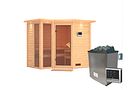 Vorschaubild Karibu Sauna Amara-Massivholzsauna 38 mm -Eckeinstieg - Exklusivoptik