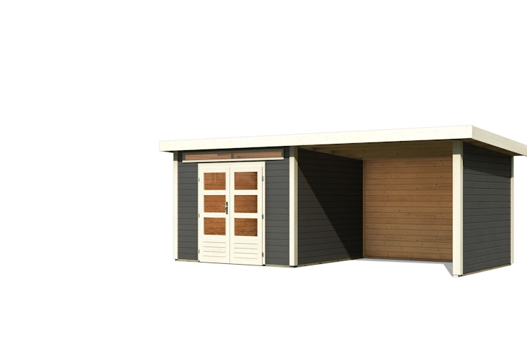 Karibu Woodfeeling Gartenhaus Kandern 6/7 mit 300 cm Schleppdach/Seiten- und Rückwand