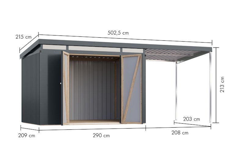 Karibu Metall Gartenhaus Iridium 2/2,5/3/3,5
