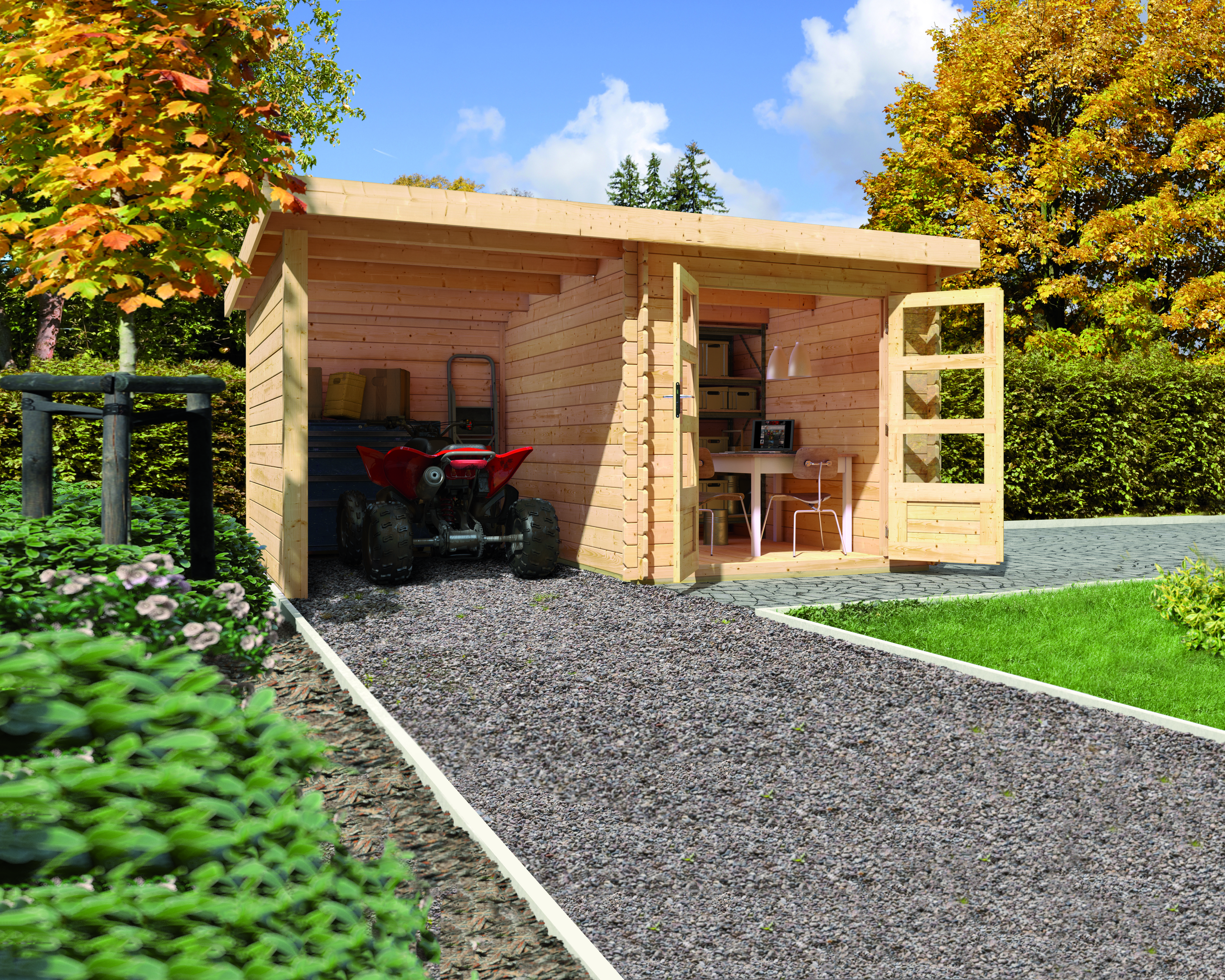 Karibu Woodfeeling Gartenhaus Bastrup 2 naturbelassen - 28 mm