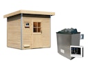 Vorschaubild Karibu Gartensauna Pultdach Saunahaus Norge naturbelassen inkl. gratis Saunaofen im Wert von 599,99 €