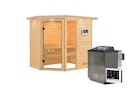 Karibu Woodfeeling Sauna Jada - 38 mm Massivholz Aktionssauna inkl. gratis Saunaofen im Wert von 599,99 €