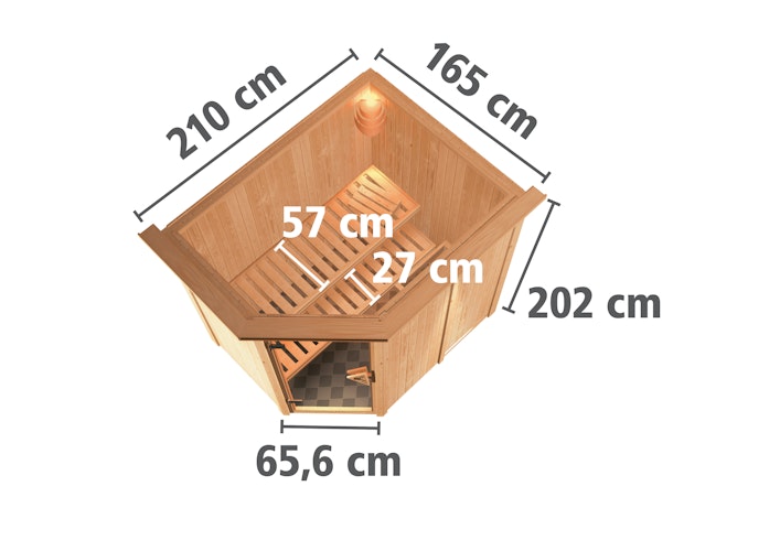 Karibu Sauna Carin mit Eckeinstieg 68 mm inkl. gratis Saunaofen im Wert von 599,99 €