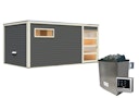 Vorschaubild Karibu Gartensauna Saunahaus Hygge inkl. Vorraum, terragrau inkl. gratis Sauna-Zubehörset im Wert von 234,94 €