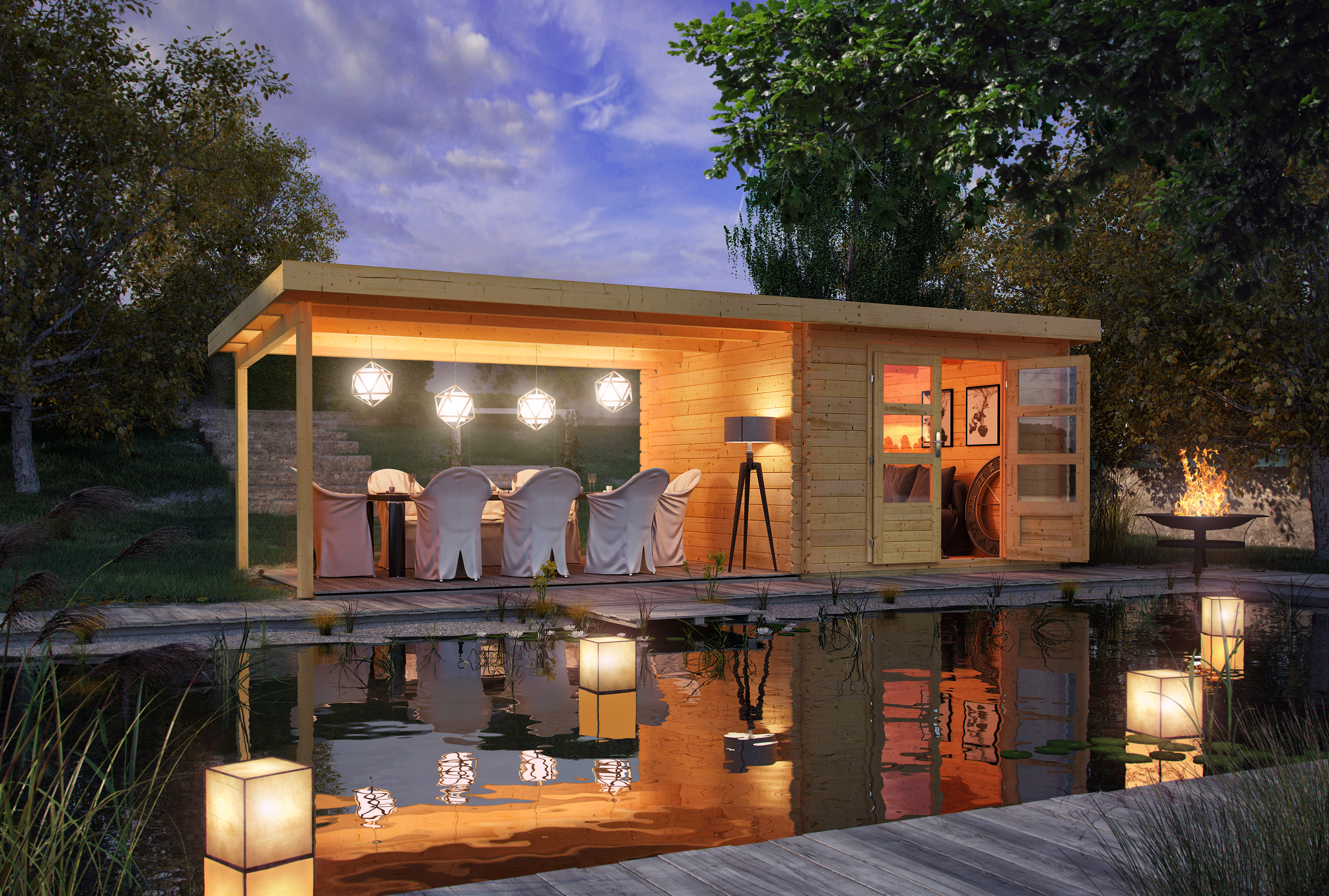 Karibu Woodfeeling Gartenhaus Bastrup 5 naturbelassen - 28 mm