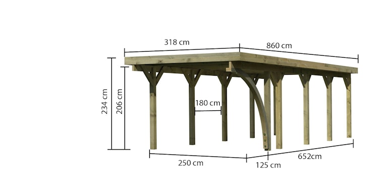 Karibu Carport Einzelcarport Classic Einzel 3 - kesseldruckimprägniert