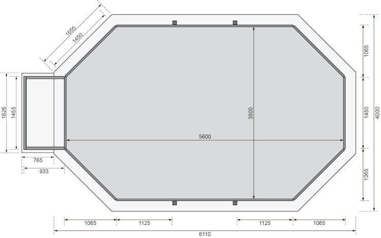 Karibu Pool Modell X4 610 x 400 cm mit Terrasse - kesseldruckimprägniert mit Metallecken