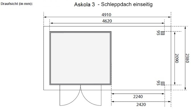 Karibu Woodfeeling Gartenhaus Askola 2/3/3,5/4/5 m. 240 cm Schleppdach/Seiten- und Rückwand