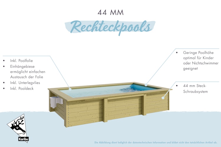 Karibu Triton Rechteck Pool - 305 x 182 cm - kesseldruckimprägniert