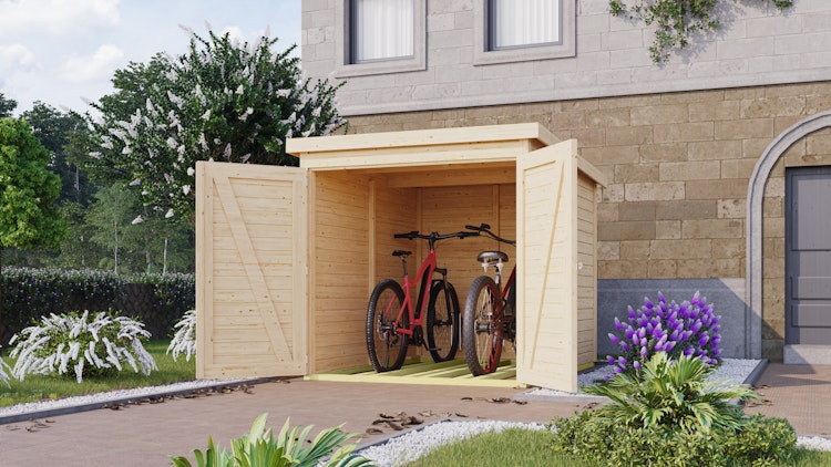 Karibu Fahrradgarage 3/4 inkl. Fahrradschienen (für 3 oder 4 Fahrräder) - 19 mm
