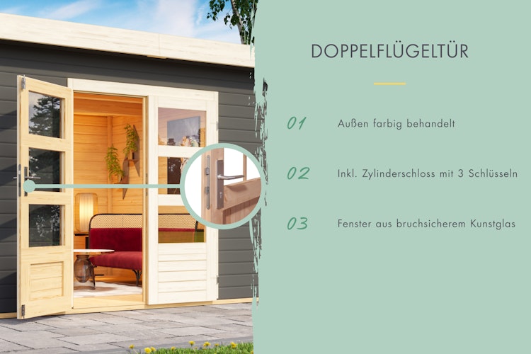Karibu Mittelwand-Gartenhaus Schönbuch 1 - 38 mm