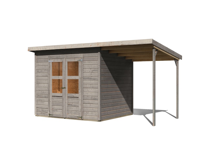 Karibu Eco Gartenhaus Merseburg 5 inkl. Anbaudach - Sparset