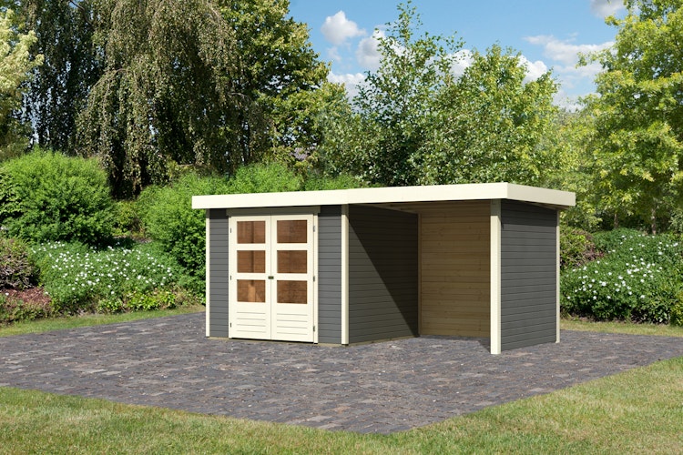 Karibu Woodfeeling Gartenhaus Askola 2/3/3,5/4/5 m. 240 cm Schleppdach/Seiten- und Rückwand