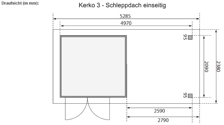 Karibu Woodfeeling Gartenhaus Kerko 3/4/5/6 mit 280 cm Schleppdach - 19 mm