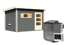 Vorschaubild Karibu Saunahaus Skrollan 2 mit Vorraum terragrau inkl. gratis Sauna-Zubehörset im Wert von 234,94 €