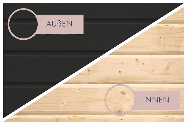 Karibu Design Saunahaus Arcadia Blackline - 73 mm inkl. gratis Saunaofen im Wert von 599,99 €