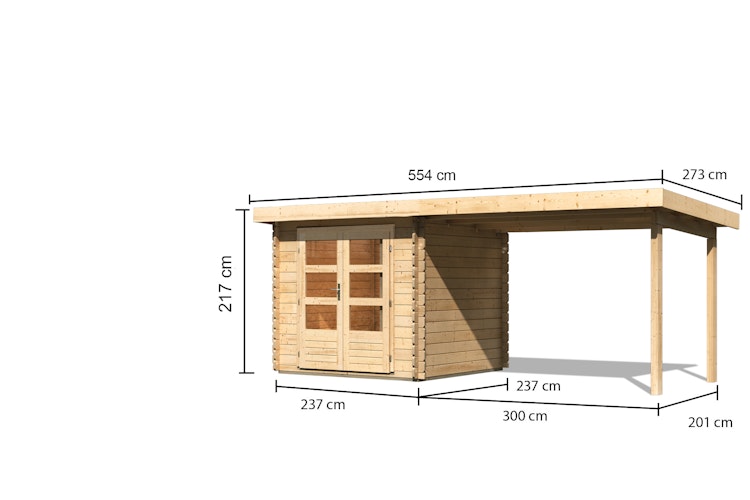 Karibu Woodfeeling Gartenhaus Bastrup 2 naturbelassen - 28 mm