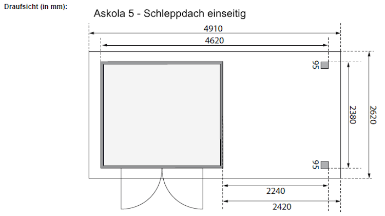 Karibu Woodfeeling Gartenhaus Askola 2/3/3,5/4/5 m. 240 cm Schleppdach/Seiten- und Rückwand