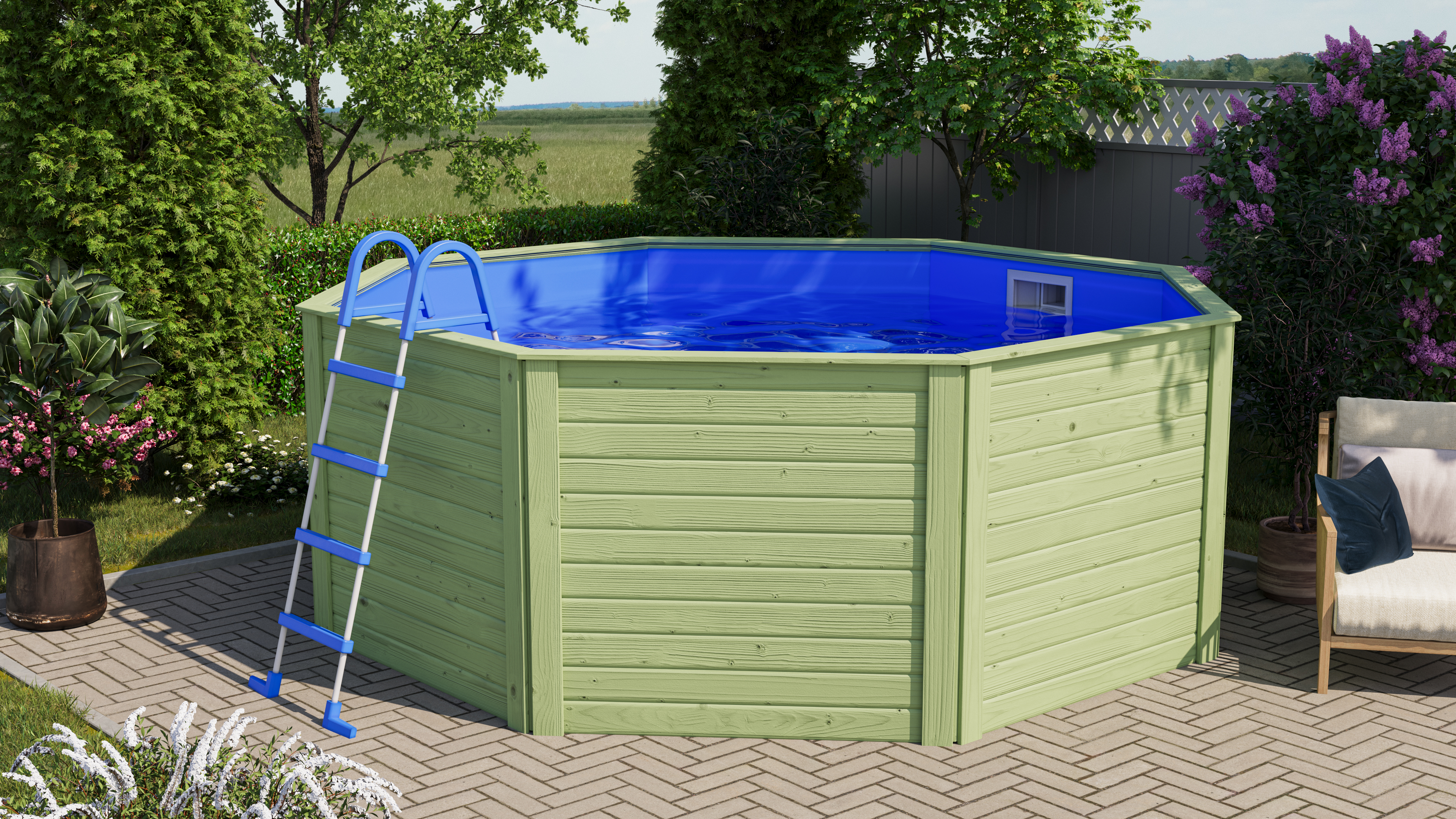 Karibu Pool Modell X0 350 x 350 cm - kesseldruckimprägniert mit Metallecke