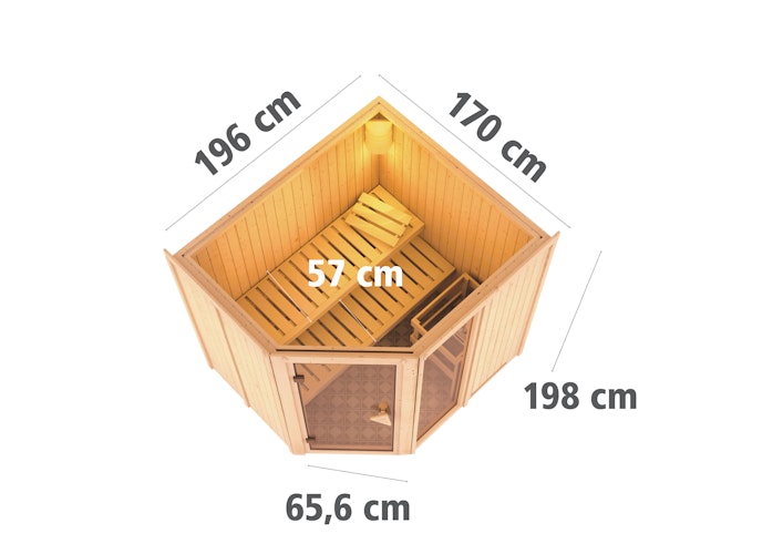 Karibu Sauna Fiona 2 mit Eckeinstieg 68 mm
