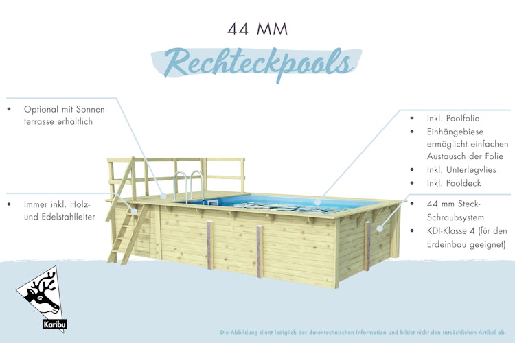 Karibu Rechteck Pool Gr. 3 - 350 x 530 cm - kesseldruckimprägniert