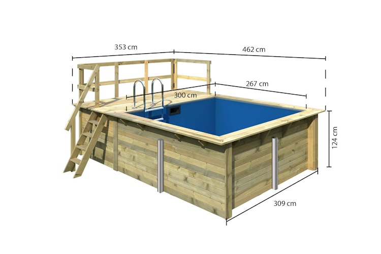 Karibu Rechteck Pool Gr. 1 - 350 x 320 cm - kesseldruckimprägniert