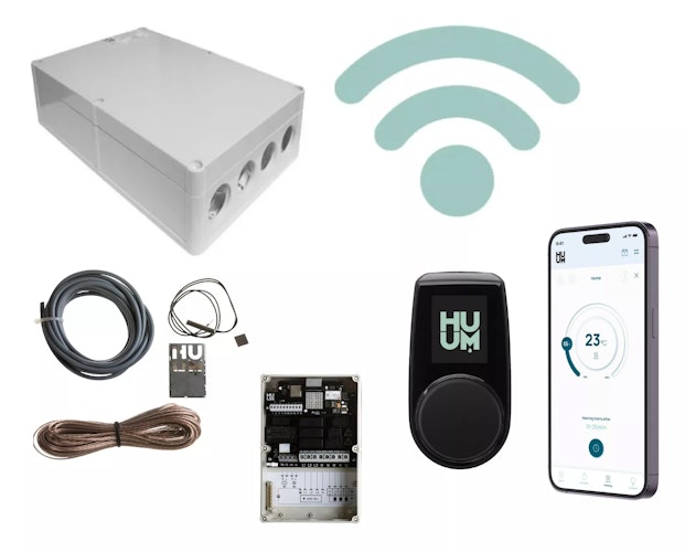 Karibu 9 kW Bio-Kombiofen anthrazit inkl. Huum WLAN Steuergerät mit App-Steuerung