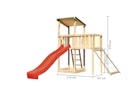 Akubi Kinderspielturm Anna mit Pultdach inkl. Anbauplattform, Wellenrutsche und Netzrampe