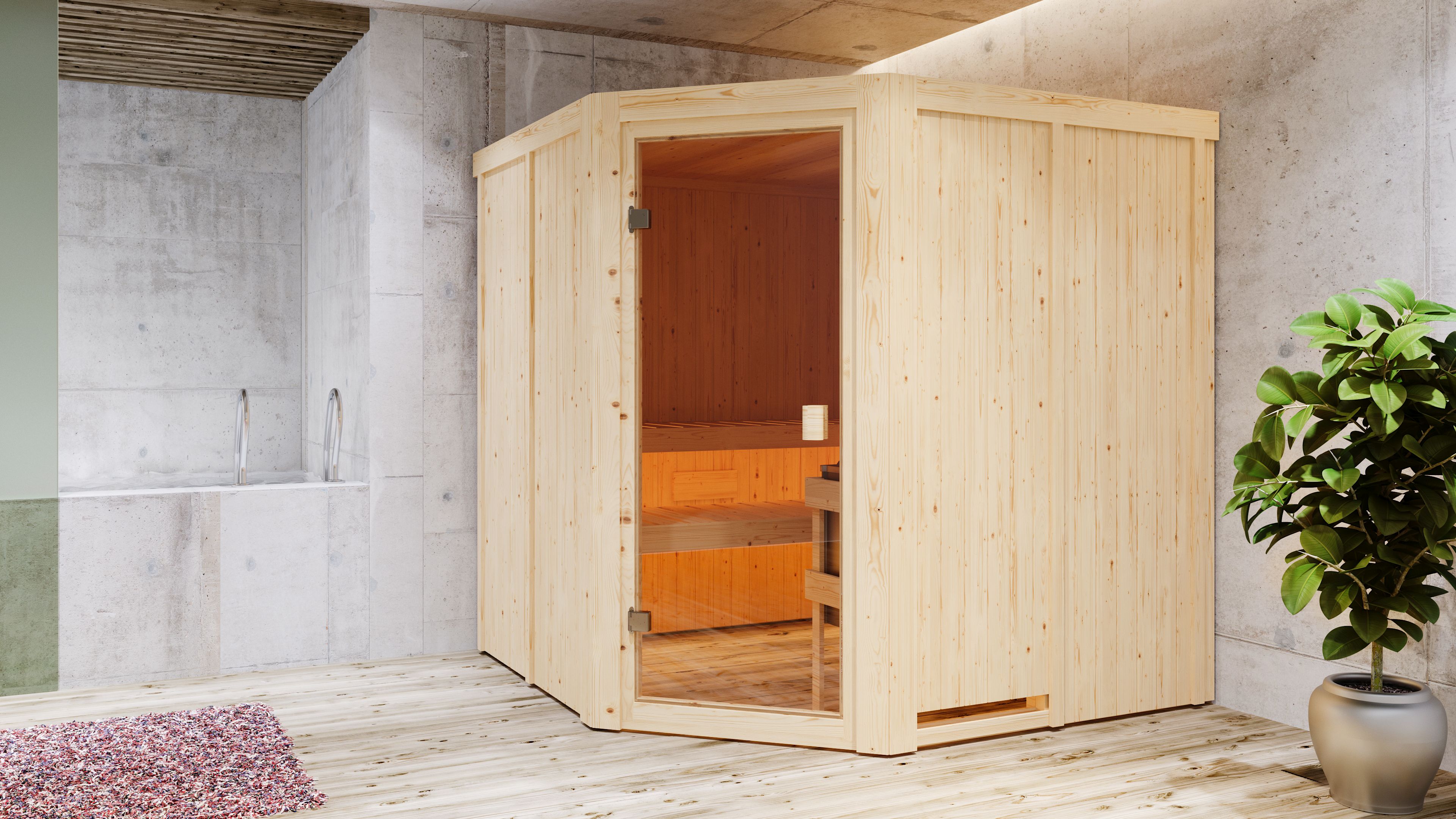 Karibu Woodfeeling Sauna Kotka - 68 mm Aktionssauna inkl. gratis Sauna-Zubehörset im Wert von 234,94 €