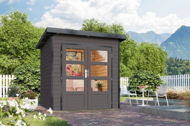 Karibu Metall-Holzgartenhaus Hybridhaus Pluto A/B - 28 mm/0,5 mm