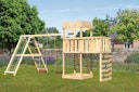 Vorschaubild Akubi Kinderspielturm Ritterburg Löwenherz inkl. Doppelschaukelanbau, Klettergerüst, Anbauplattform und Kletterwand