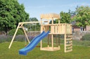 Akubi Kinderspielturm Ritterburg Löwenherz inkl. Wellenrutsche, Kletterwand, Anbauplattform und Doppelschaukel