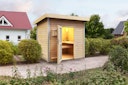 Vorschaubild Karibu Gartensauna Pultdach Saunahaus Norge naturbelassen inkl. gratis Saunaofen im Wert von 599,99 €