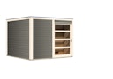 Vorschaubild Karibu Gartensauna Saunahaus Cuben inkl. Vorraum, terragrau inkl. gratis Saunaofen im Wert von 599,99 €